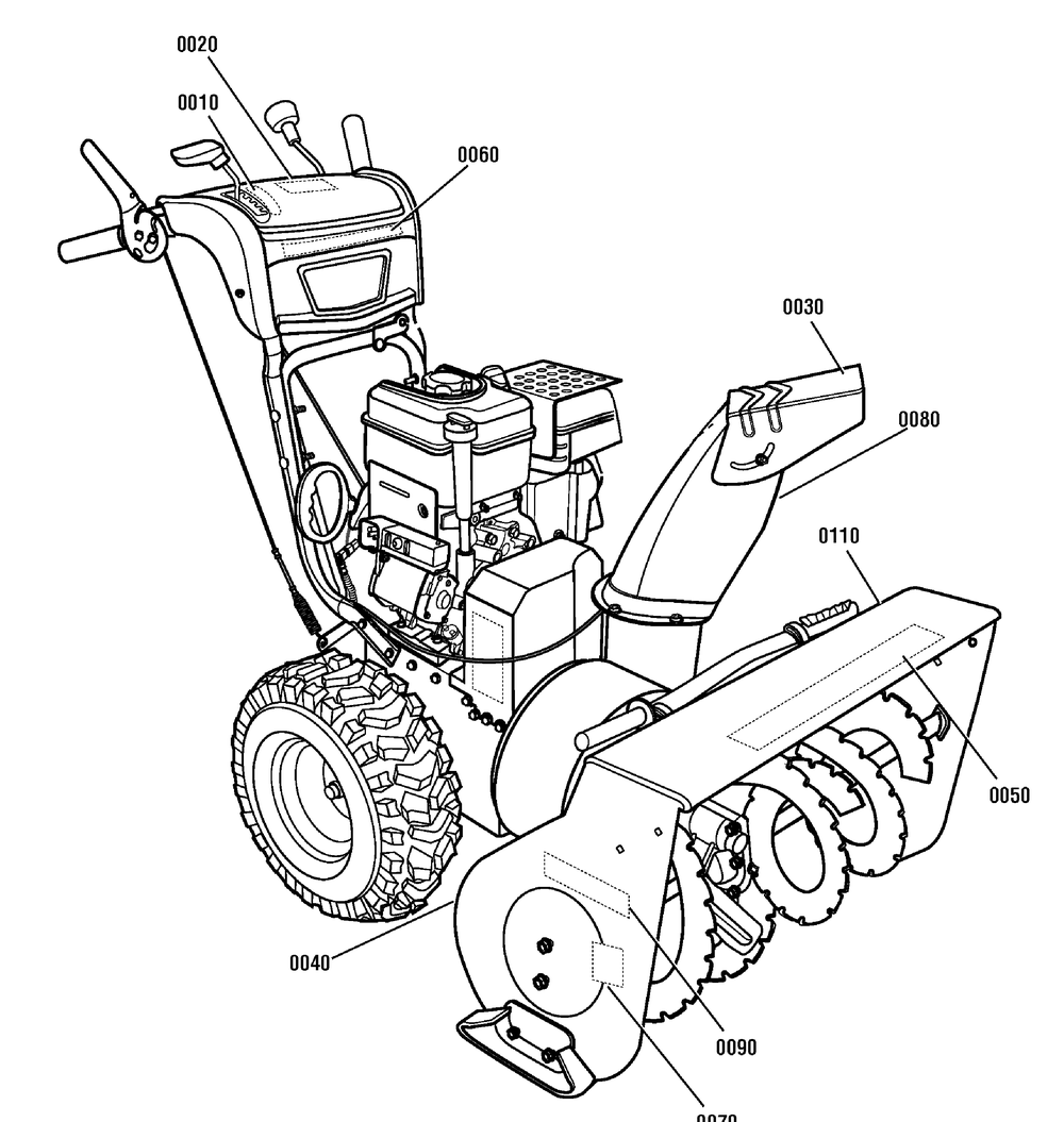 Decals Group Diagram and Parts List for 1695752-18-2847-30 2009 Briggs and Stratton Snow Blower